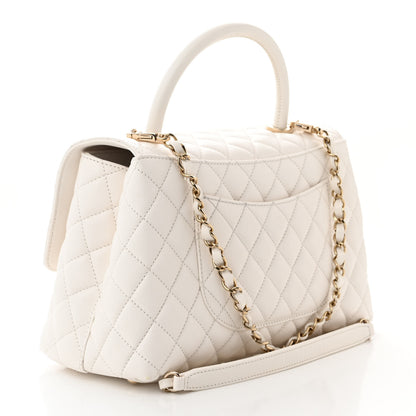 Chanel Caviar Quilted Small Coco Handle Flap White 2 of 11