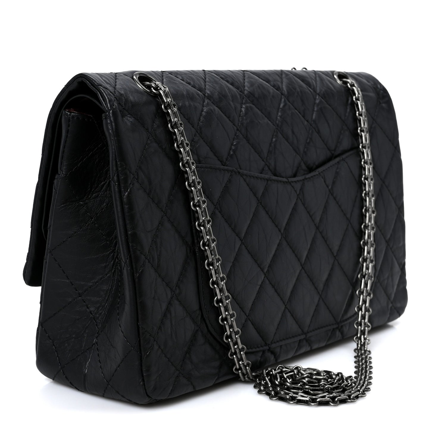 Aged Calfskin Quilted 2.55 Reissue 227 Flap Black