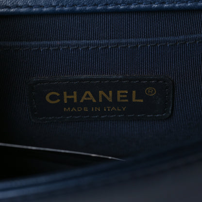 Chanel Calfskin Chevron Quilted Small Boy Flap Navy 9 of 10