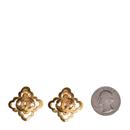 Chanel CC Cross Clip On Earrings Gold 2 of 4