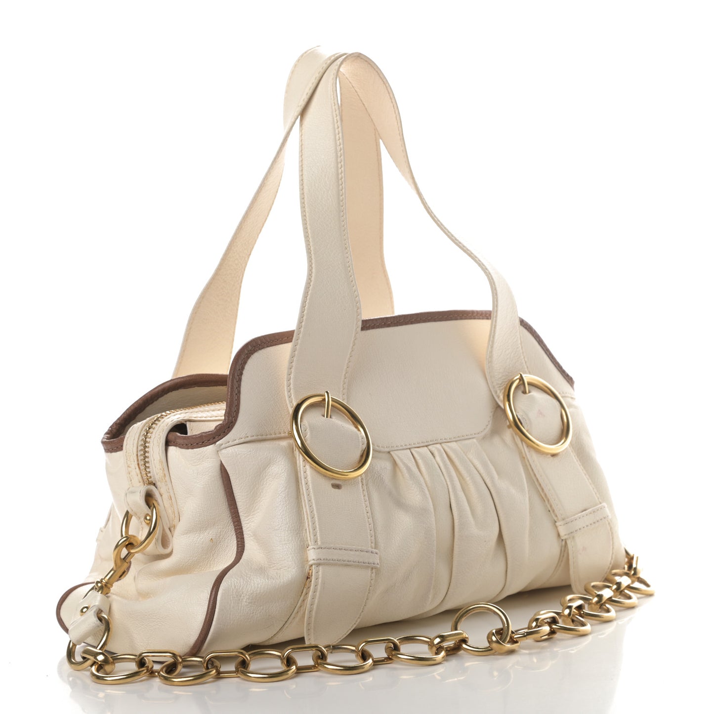 Calfskin Bal Harbour Satchel Eggshell