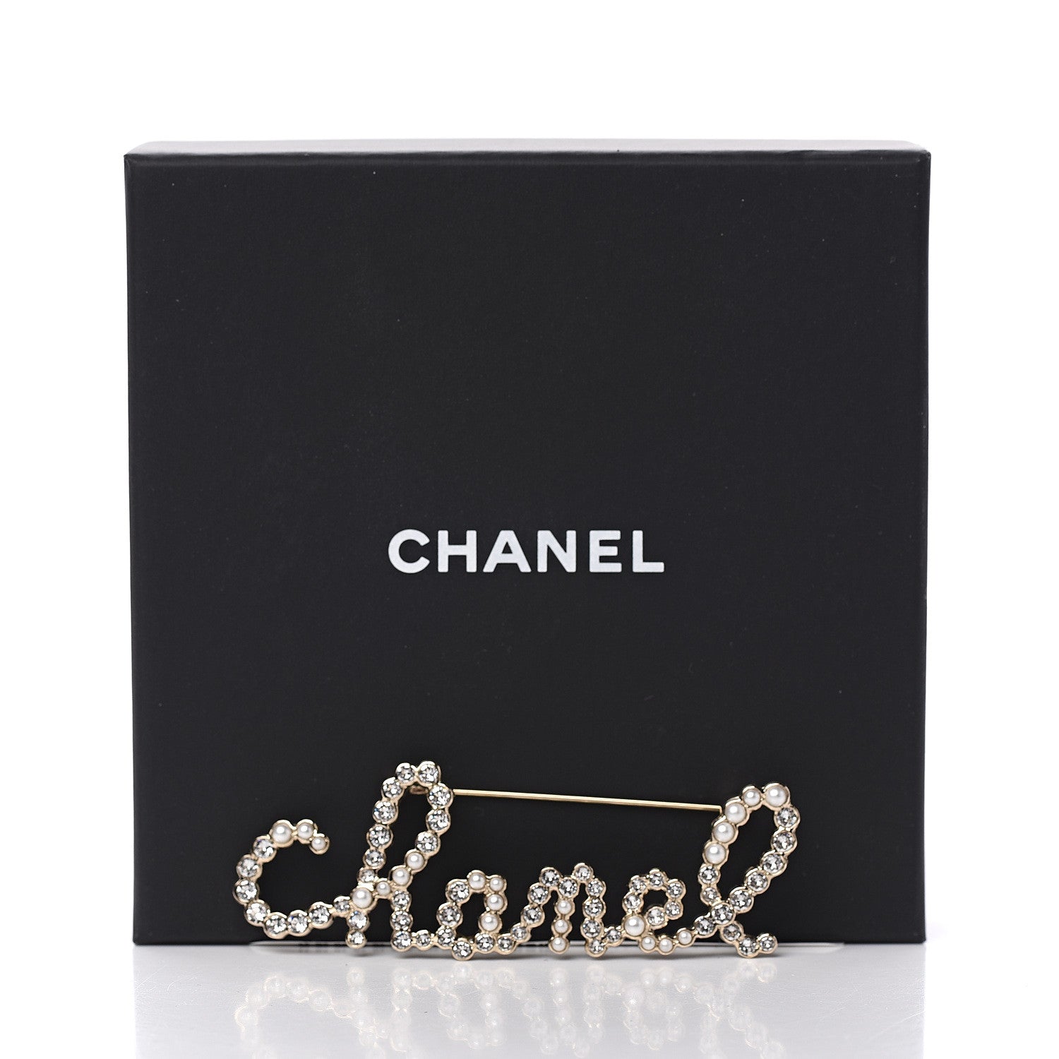 Chanel Metal Glass Swirling Pearls Brooch Pin Gold 4 of 4