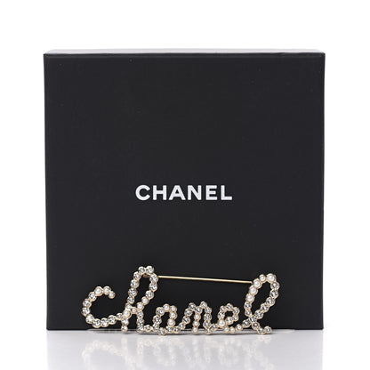 Chanel Metal Glass Swirling Pearls Brooch Pin Gold 4 of 4