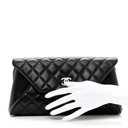Chanel Lambskin Quilted Fold Up Again Clutch Black 3 of 18