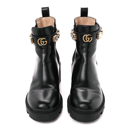 Gucci Calfskin Crystal GG Trip Chelsea Ankle Boots 38 Black 2 of 9