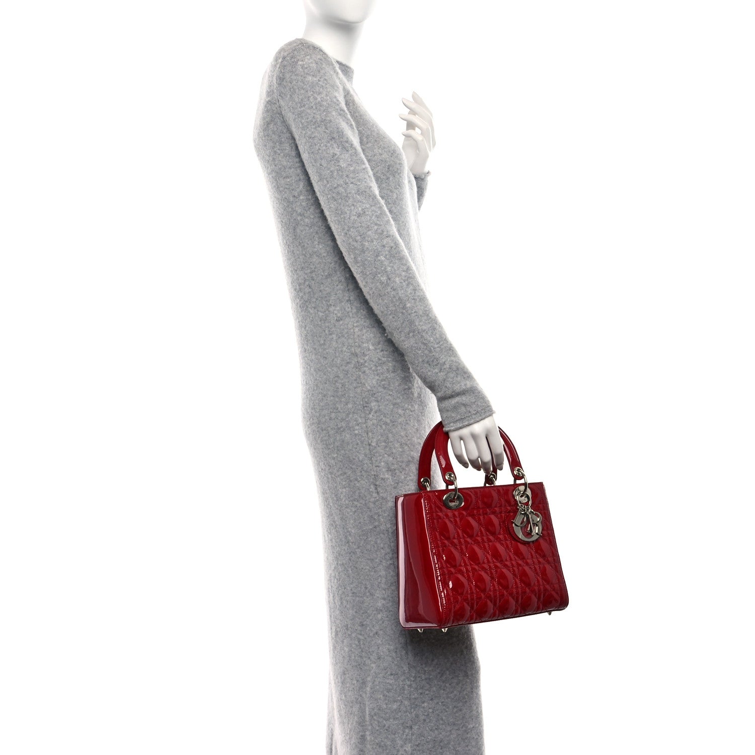 Christian Dior Patent Cannage Medium Lady Dior Red 2 of 10