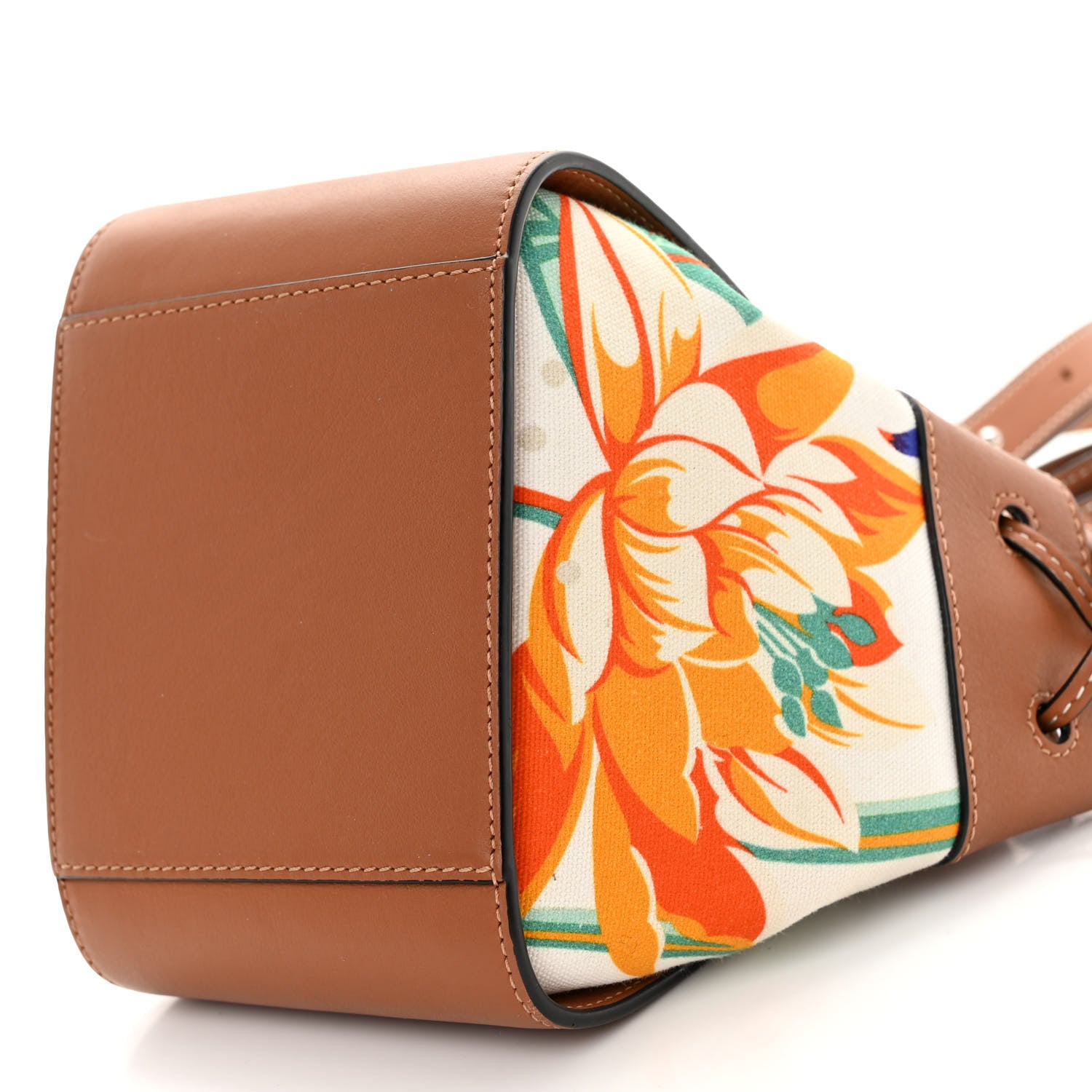 Loewe Calfskin Embroidered Floral Mini Hammock Shoulder Bag Tan White 10 of 10