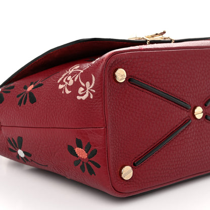 Valentino Garavani Alce Printed Calfskin Flower Embroidered Demilune Double Handle Satchel 8 of 13