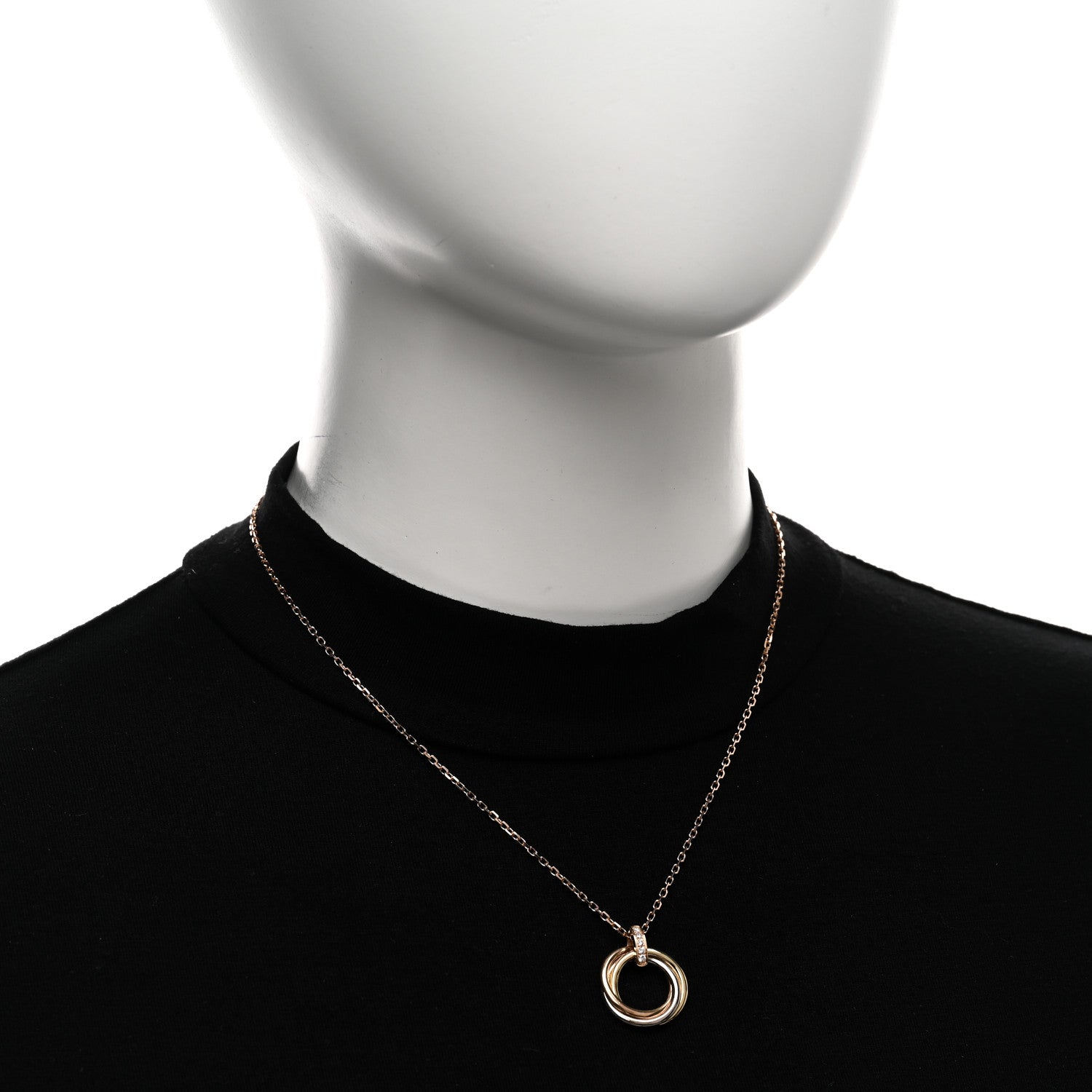 Cartier 18K Pink White Yellow Gold Diamond Trinity Pendant Necklace 2 of 4