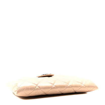 Chanel Glazed Calfskin Quilted Coco Pleats Chain Clutch Light Pink 4 of 10