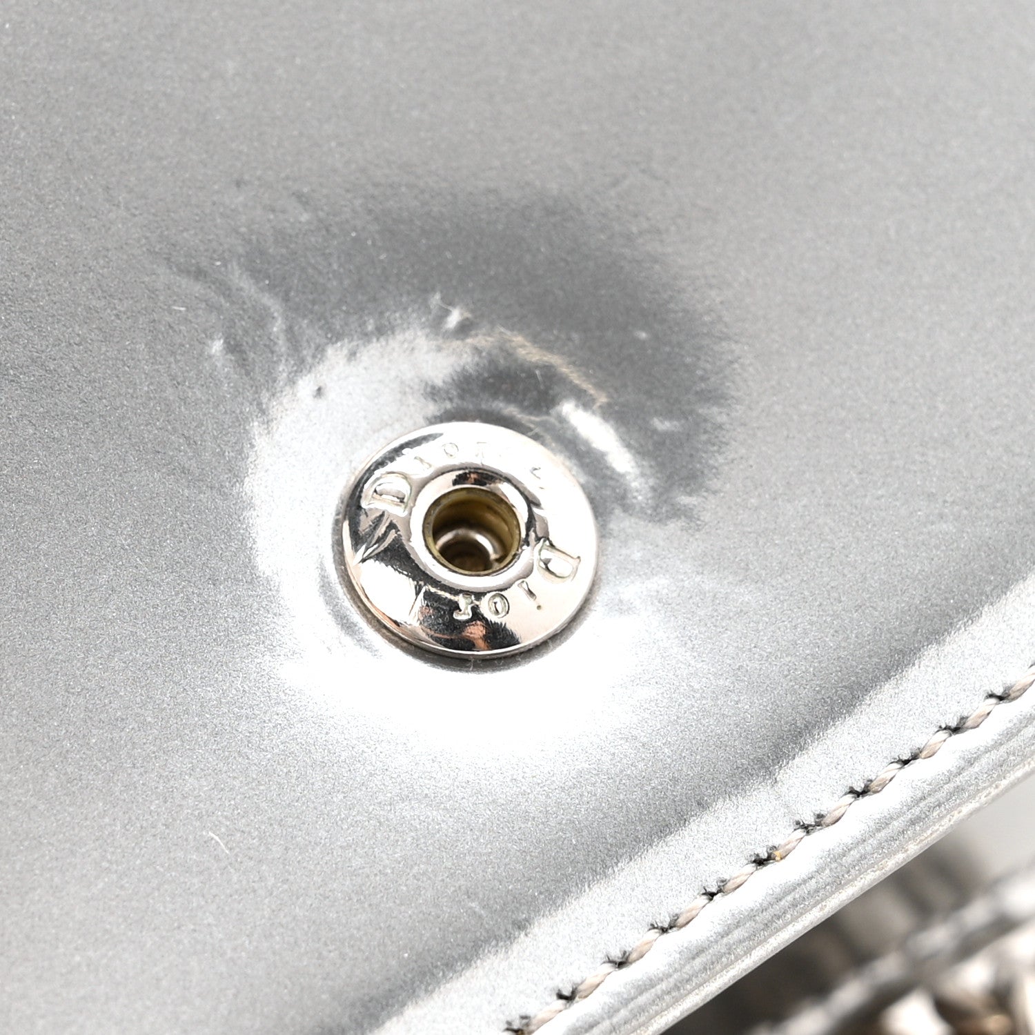 Christian Dior Metallic Patent Micro-Cannage Baby Diorama Flap Bag Silver 8 of 15