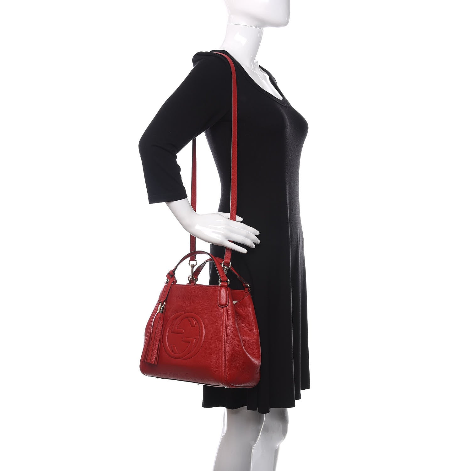 Gucci Pebbled Calfskin Small Soho Shoulder Bag Red 3 of 12
