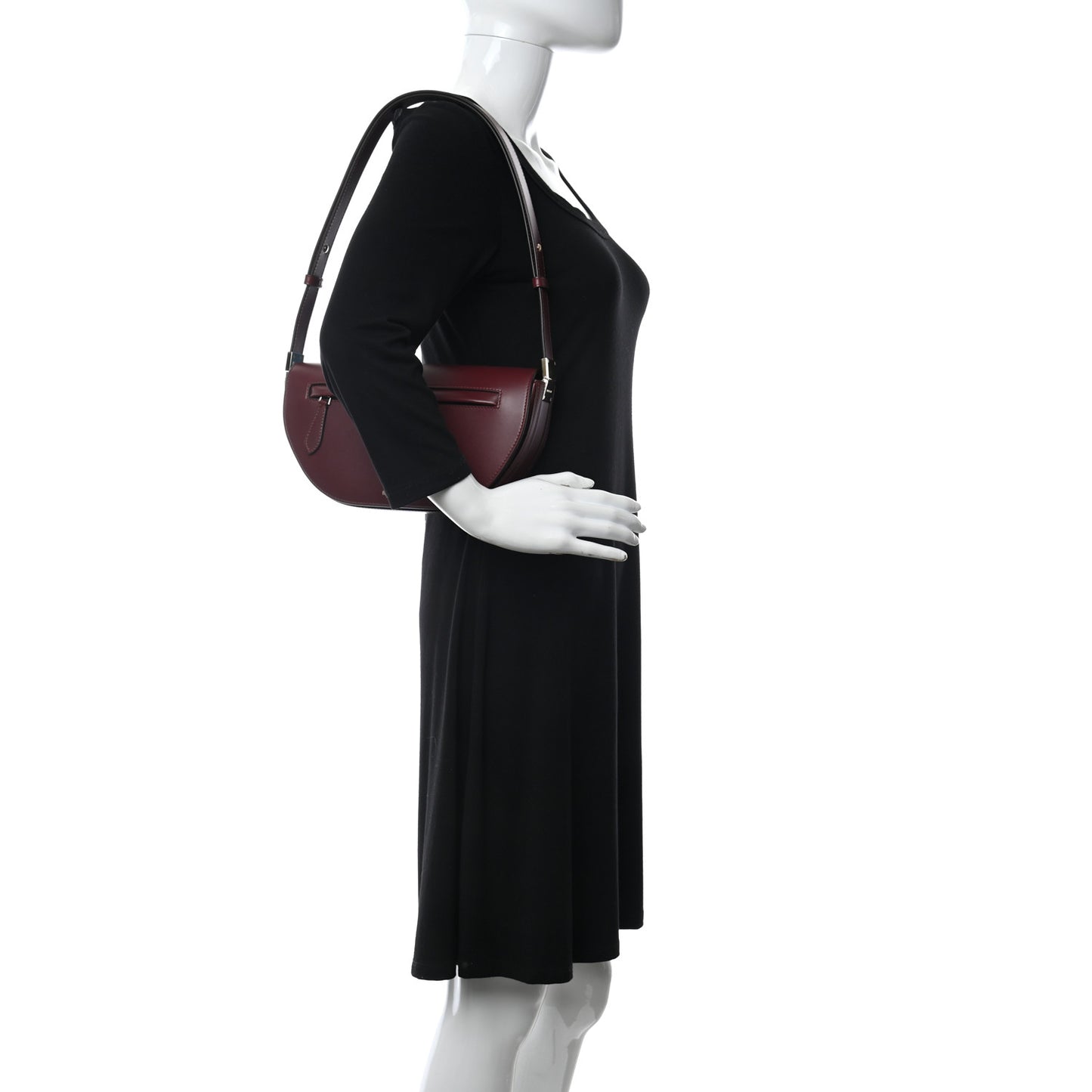 Calfskin Small Olympia Shoulder Bag Burgundy