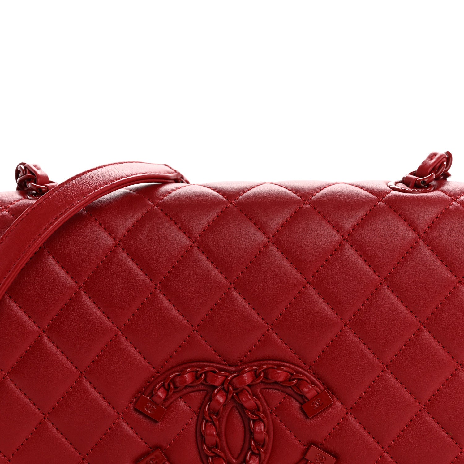 Chanel Calfskin Quilted Medium CC Filigree Flap Red 8 of 15