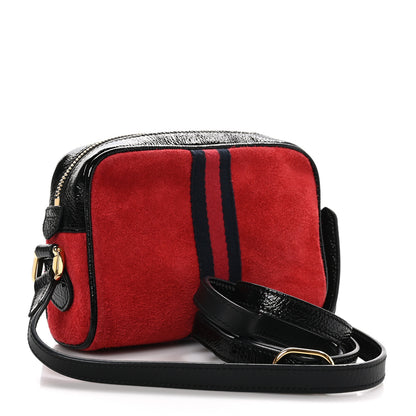Gucci Suede Patent Web Mini Ophidia Shoulder Bag Red 3 of 10