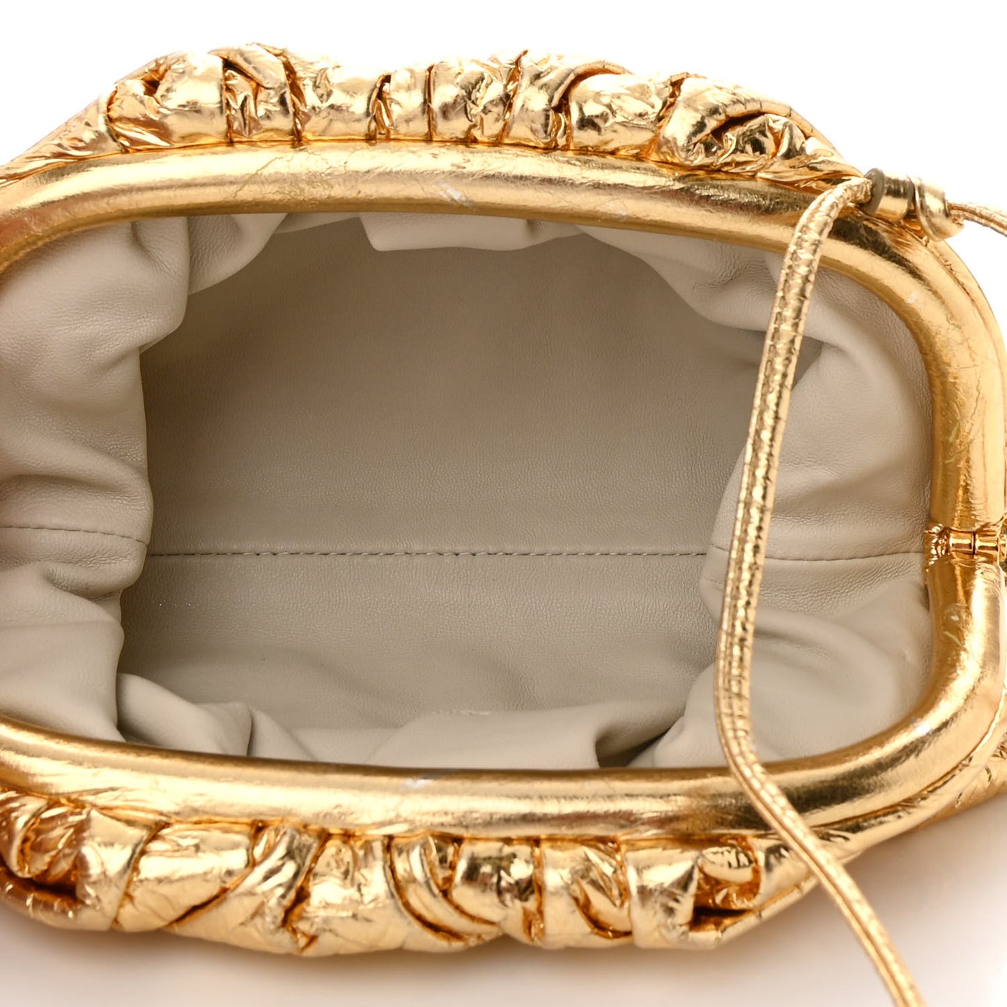Metallic Crushed Calfskin The Mini Pouch Gold