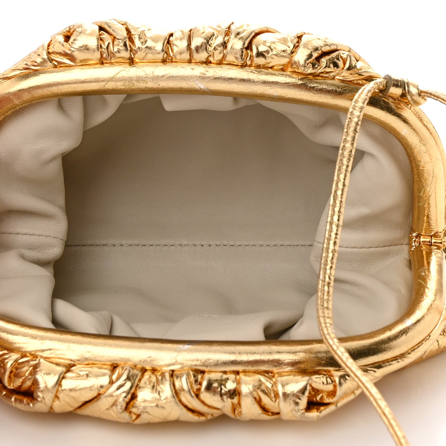 Bottega Veneta Metallic Crushed Calfskin The Mini Pouch Gold 4 of 8