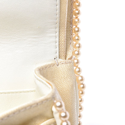 Chanel Canvas Quilted Pearl Trim Medium Flap Beige 12 of 16