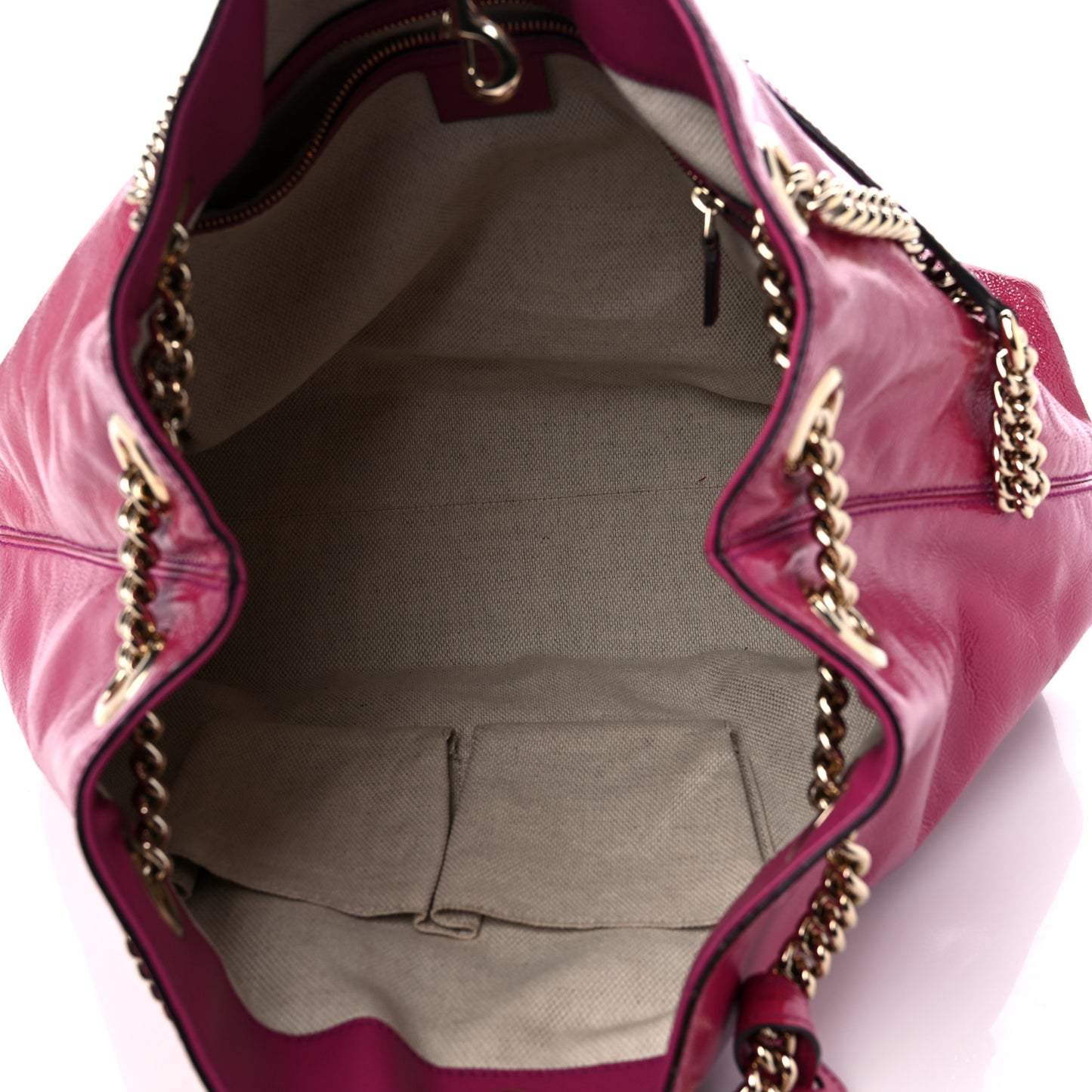 Vernice Naplack Medium Soho Chain Shoulder Bag Bright Bouganville