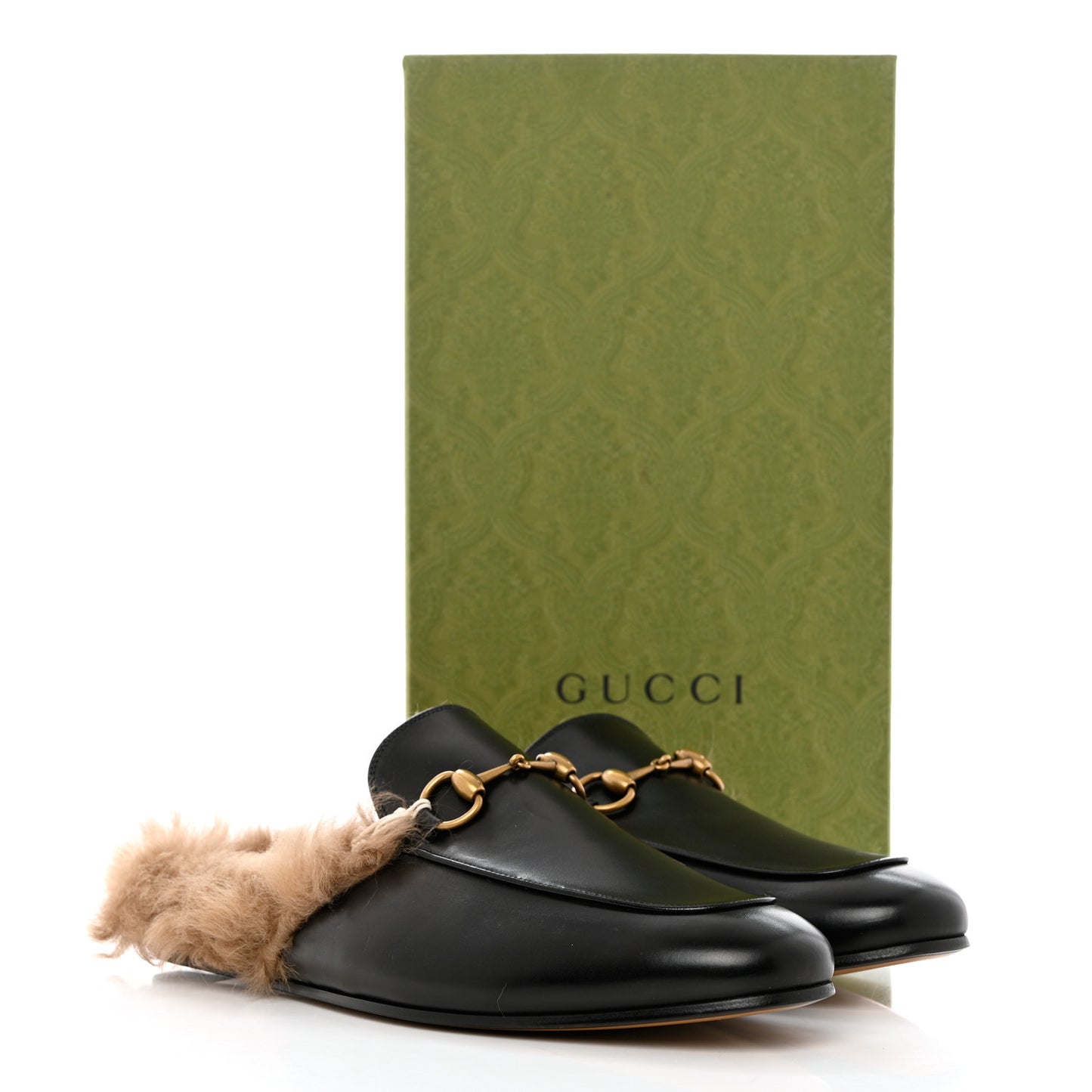 Calfskin Fur Mens Princetown Slippers 10 Black