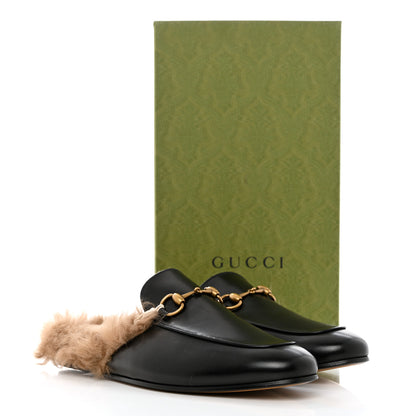 Gucci Calfskin Fur Mens Princetown Slippers 10 Black 11 of 11