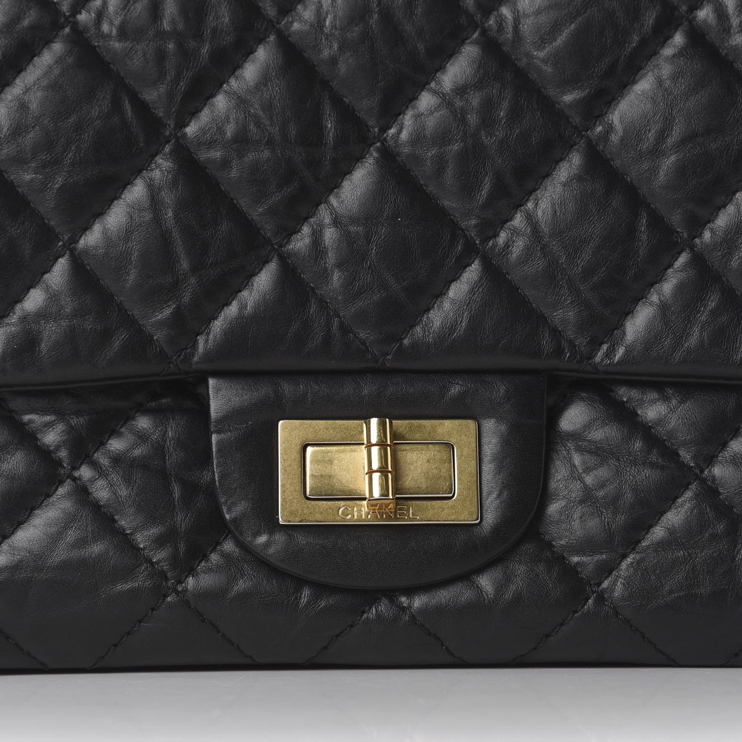 Aged Calfskin Quilted 2.55 Reissue 227 Flap Black