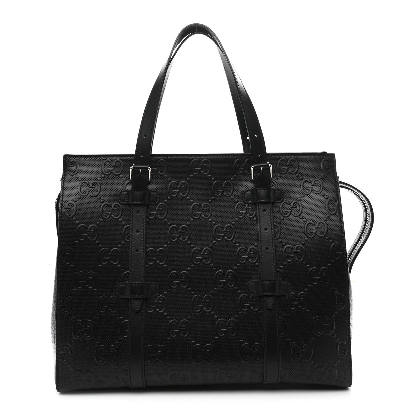 Calfskin GG Tennis Embossed Tote Bag Black