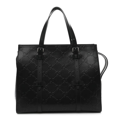 Gucci Calfskin GG Tennis Embossed Tote Bag Black 1 of 11