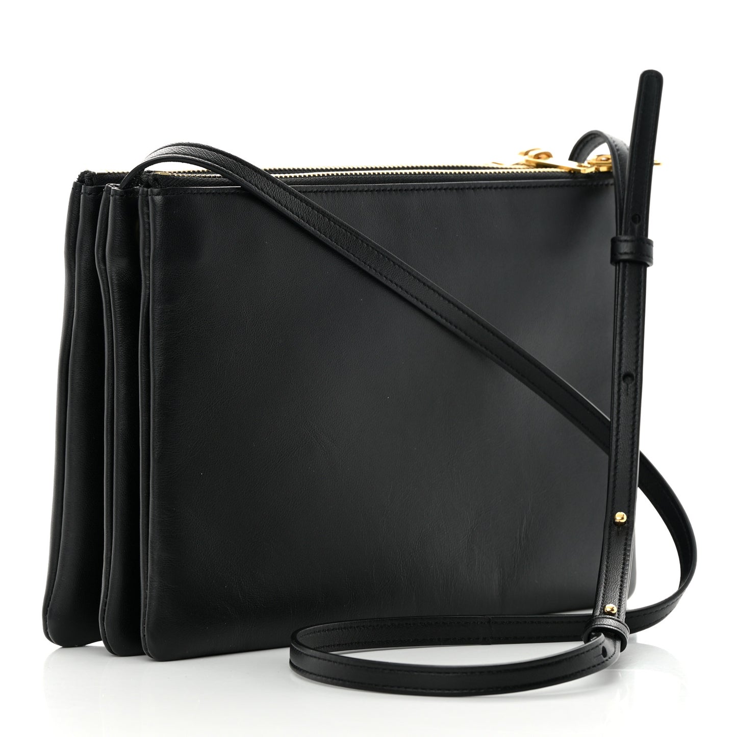 Lambskin Large Trio Crossbody Bag Black