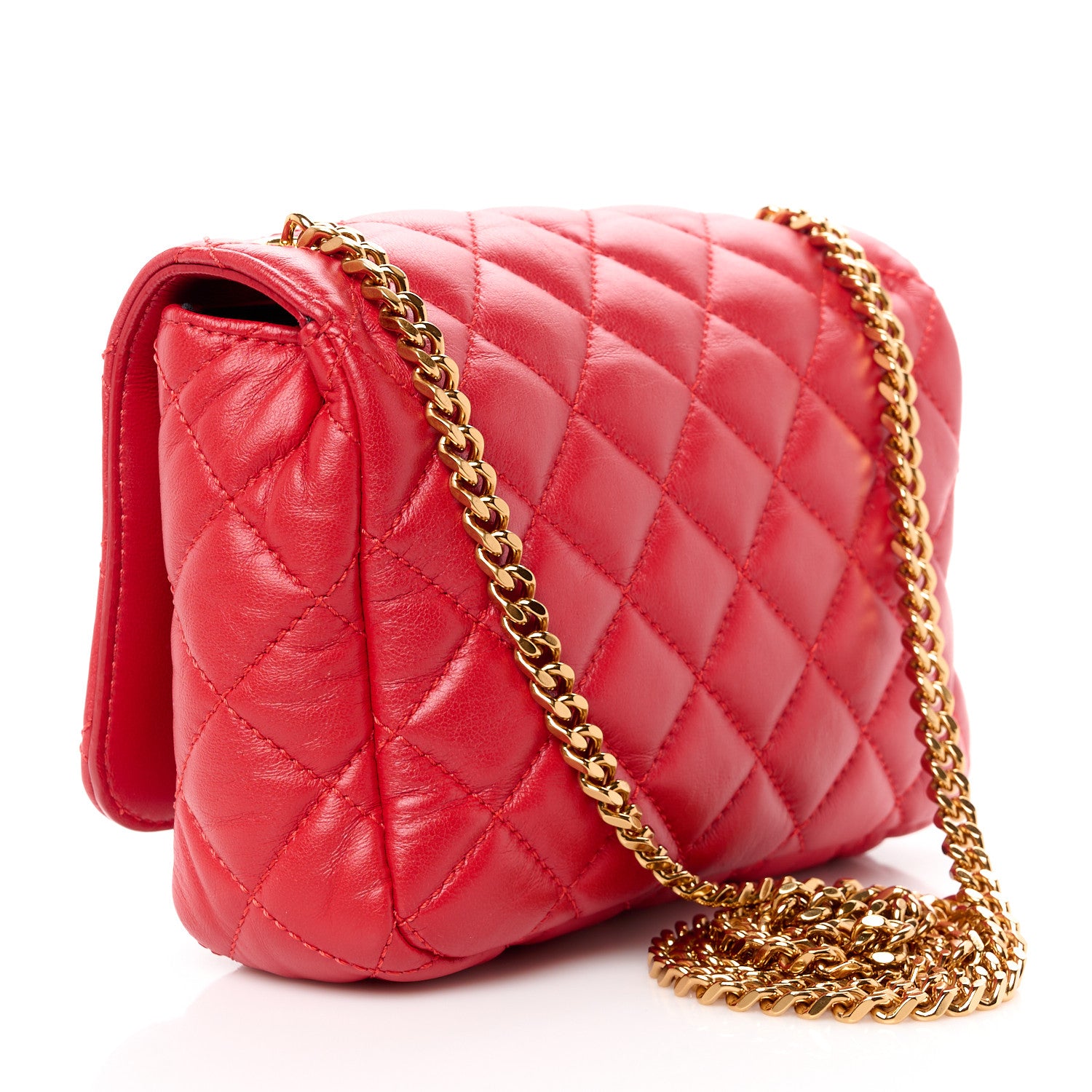 Versace Nappa Quilted Small Medusa Chain Crossbody Red 3 of 11
