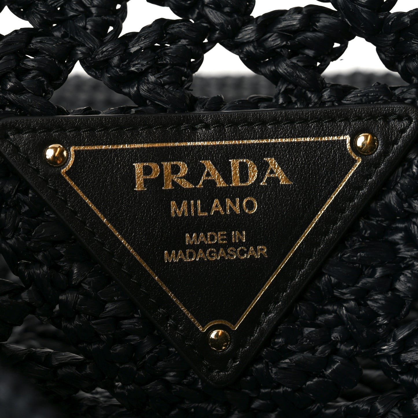 Yarn Raffia Effect Embroidered Logo Tote Black