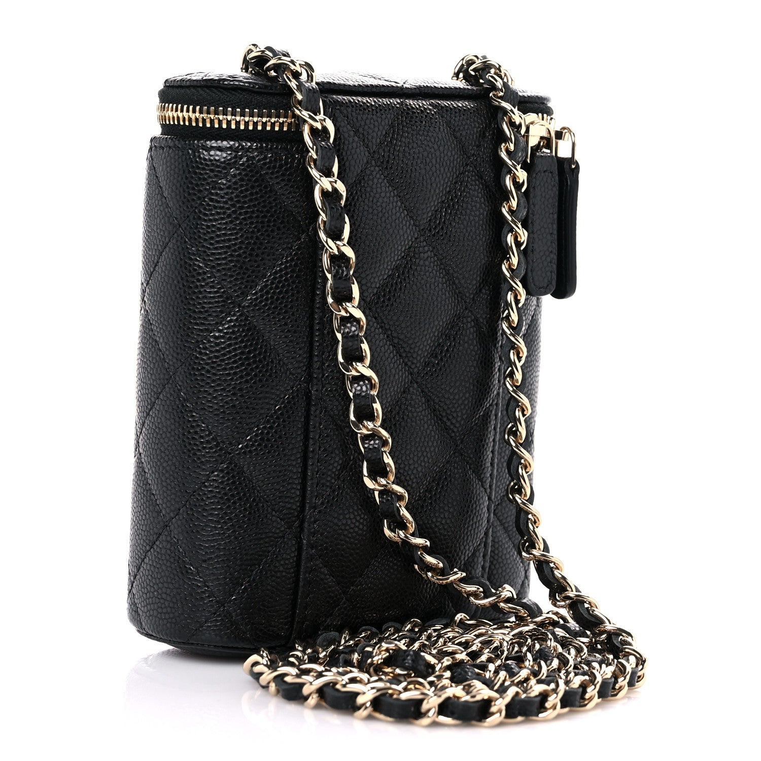 Chanel Caviar Quilted Small Vertical Coco Beauty Vanity Case With Chain Black 3 of 9