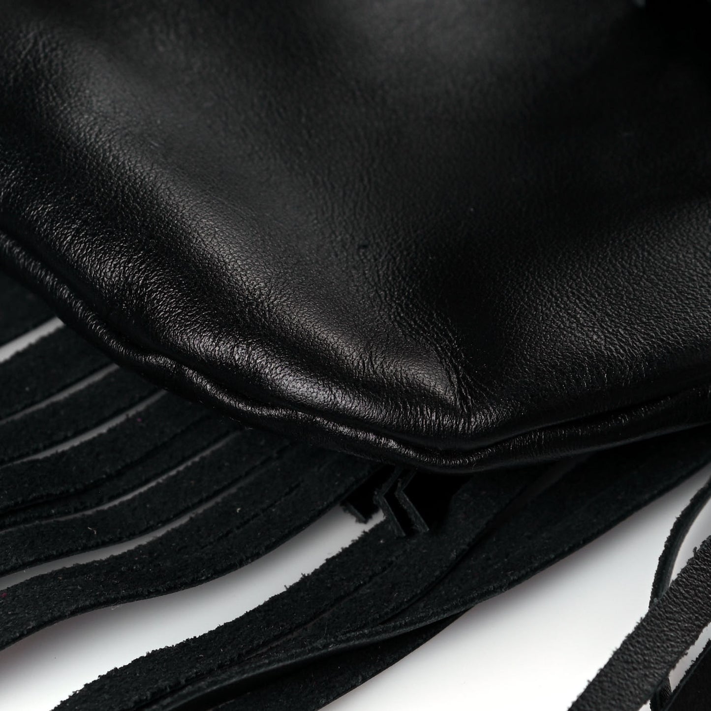 Calfskin Small Emmanuelle Fringe Hobo Bag Black