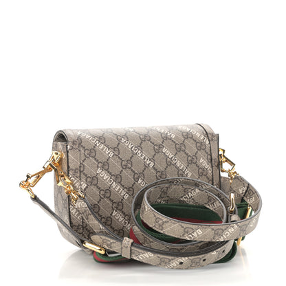 Gucci X BALENCIAGA GG Supreme Monogram Web Logo Print Mini Horsebit 1955 Shoulder Bag Beige Ebony 3 of 11