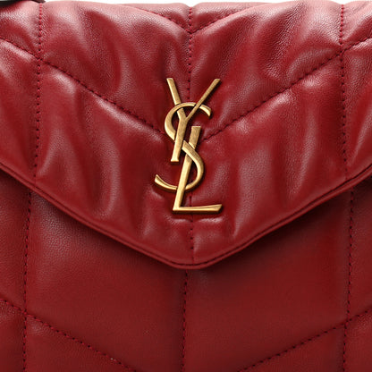 Saint Laurent Lambskin Quilted Toy Loulou Puffer Monogram Chain Satchel Red 9 of 11