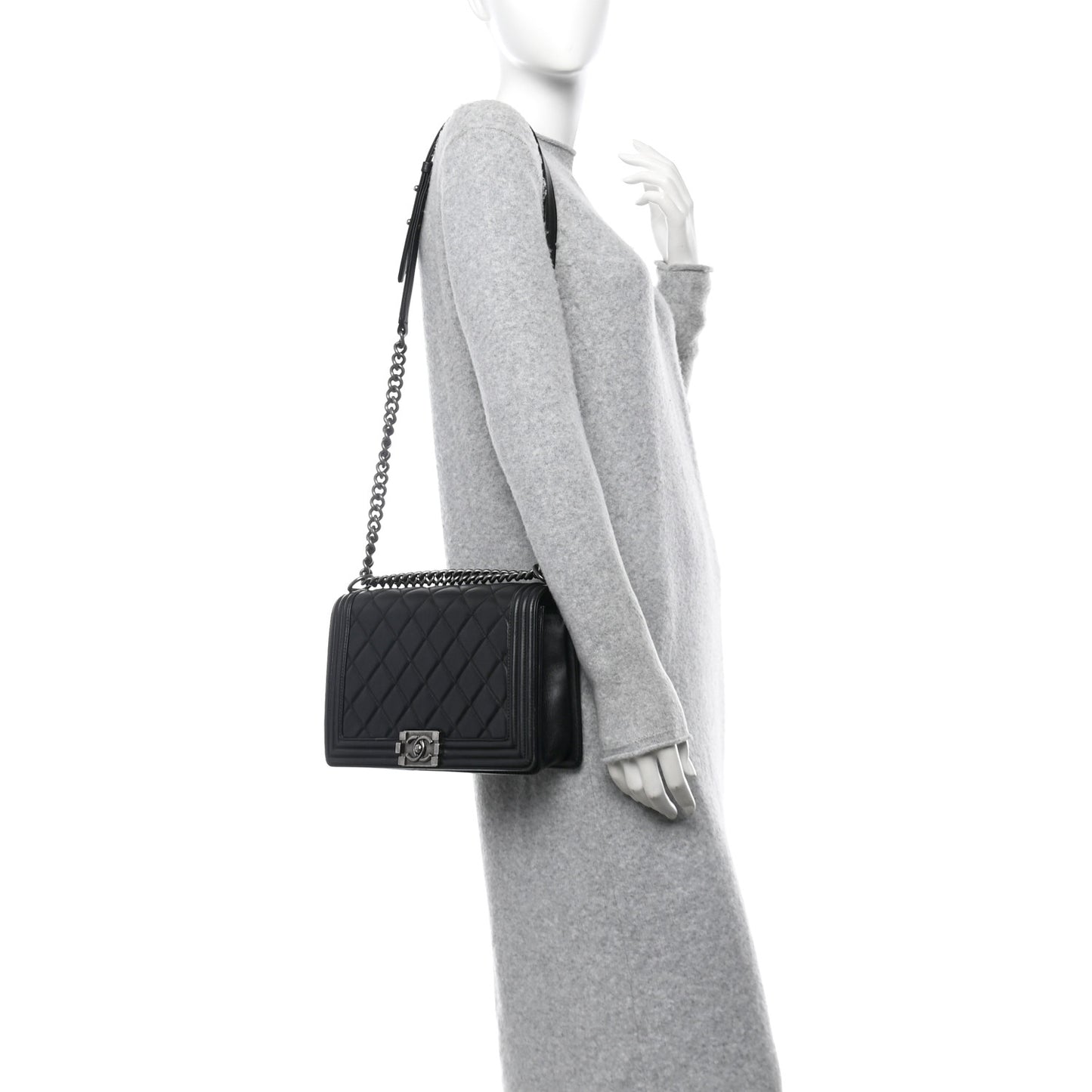 Lambskin Quilted Medium Boy Flap Black