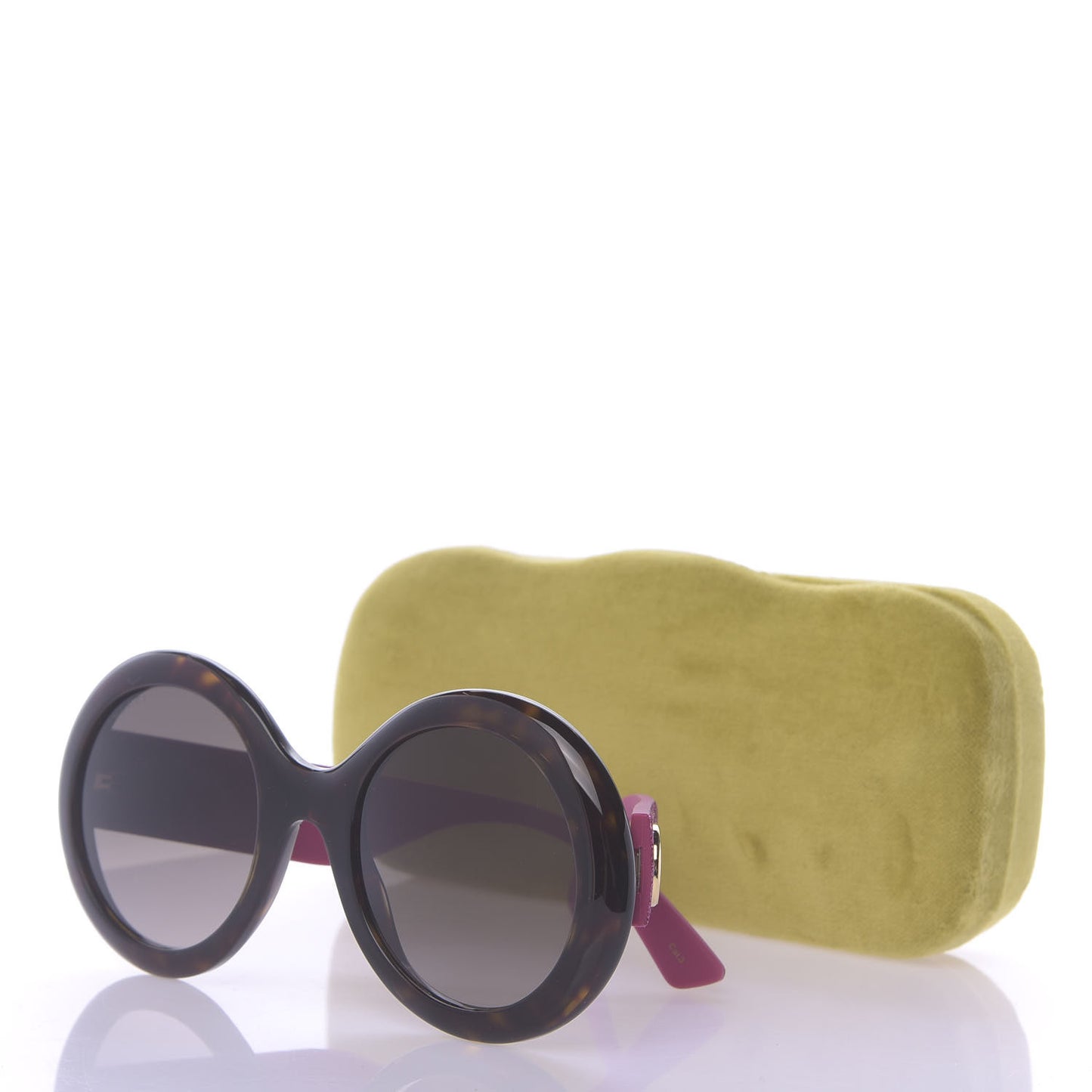 Acetate Round GG0101S Glitter Sunglasses Havana Pink