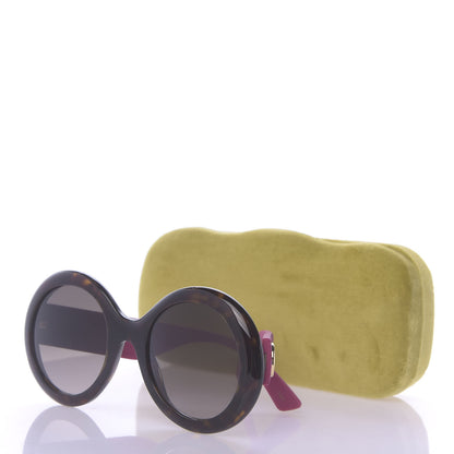 Gucci Acetate Round GG0101S Glitter Sunglasses Havana Pink 7 of 7