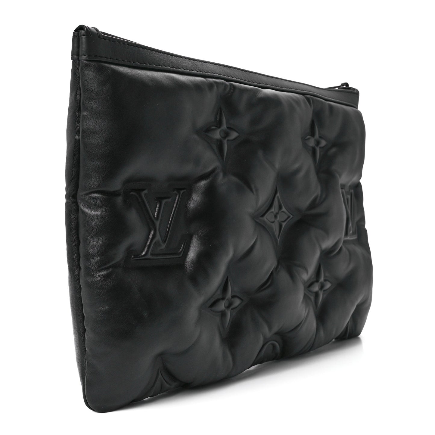 Lambskin Puffer A4 Pouch Black