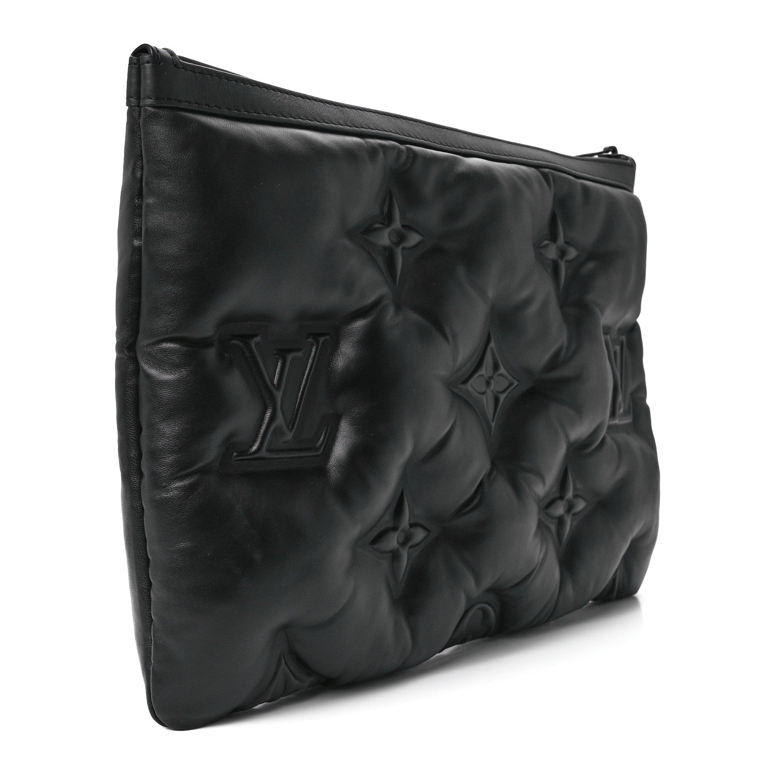 Louis Vuitton Lambskin Puffer A4 Pouch Black 3 of 11