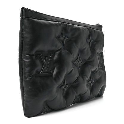Louis Vuitton Lambskin Puffer A4 Pouch Black 3 of 11