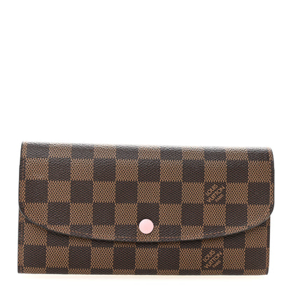 Louis Vuitton Damier Ebene Emilie Wallet Rose Ballerine 1 of 6