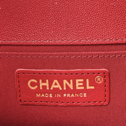 Chanel Caviar Chevron Quilted Medium Boy Flap Red 6 of 11