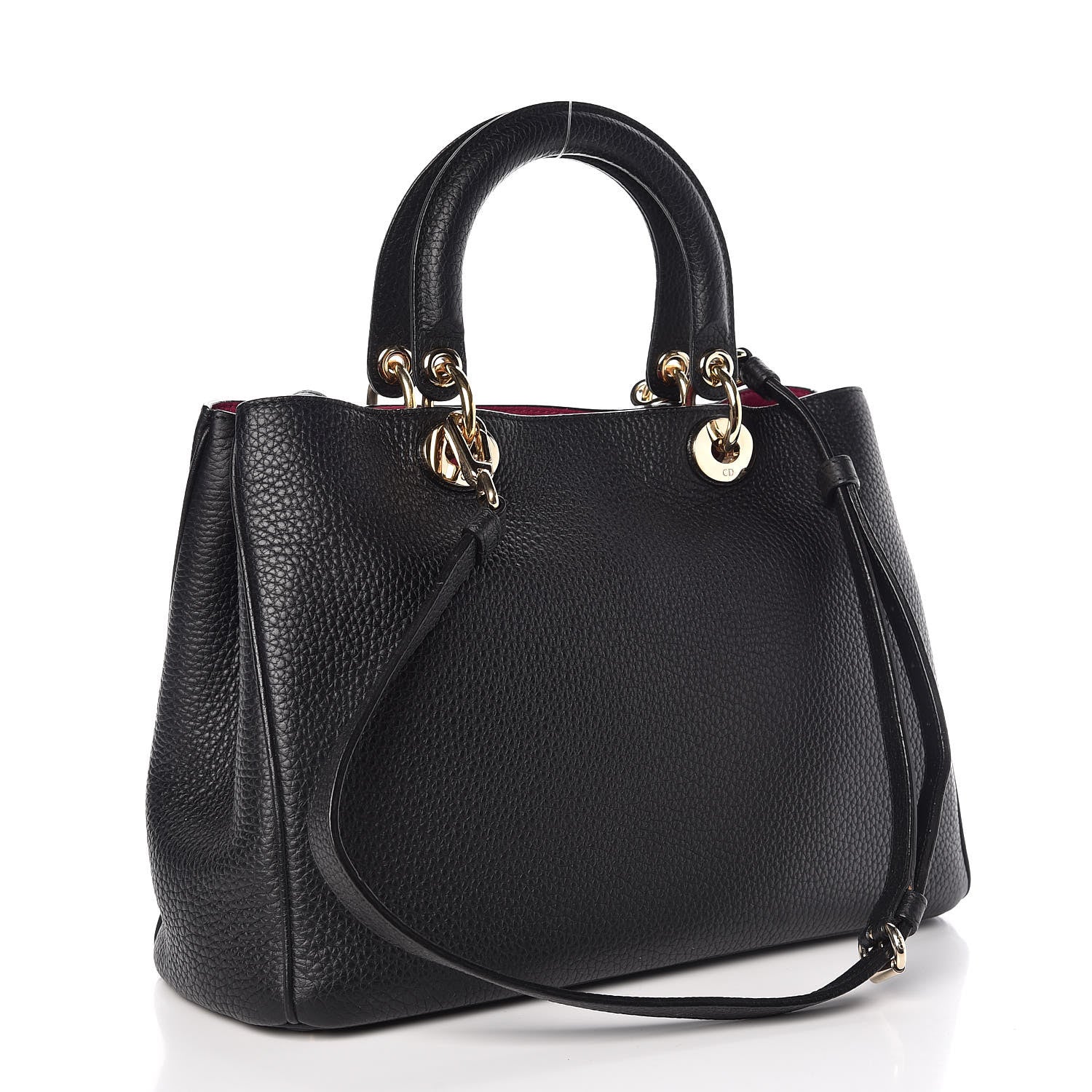 Christian Dior Bullcalf Medium Diorissimo Tote Black Rose Indien 4 of 11