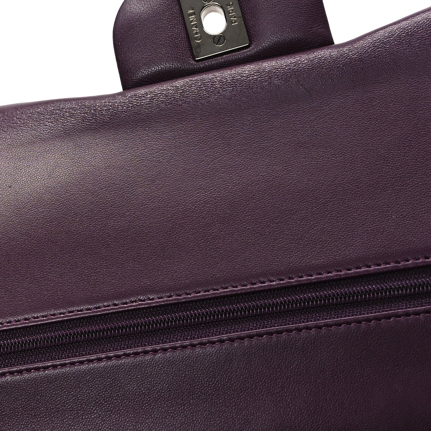 Chanel Lambskin Quilted Jumbo Double Flap Dark Purple 11 of 12