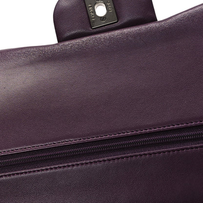 Chanel Lambskin Quilted Jumbo Double Flap Dark Purple 11 of 12