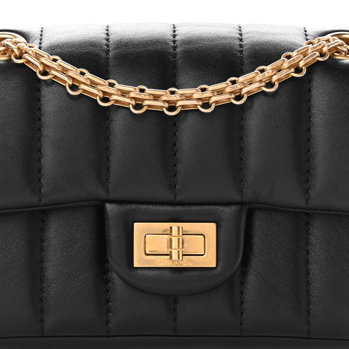 Aged Calfskin Vertical Quilted 2.55 Reissue Mini Flap Black
