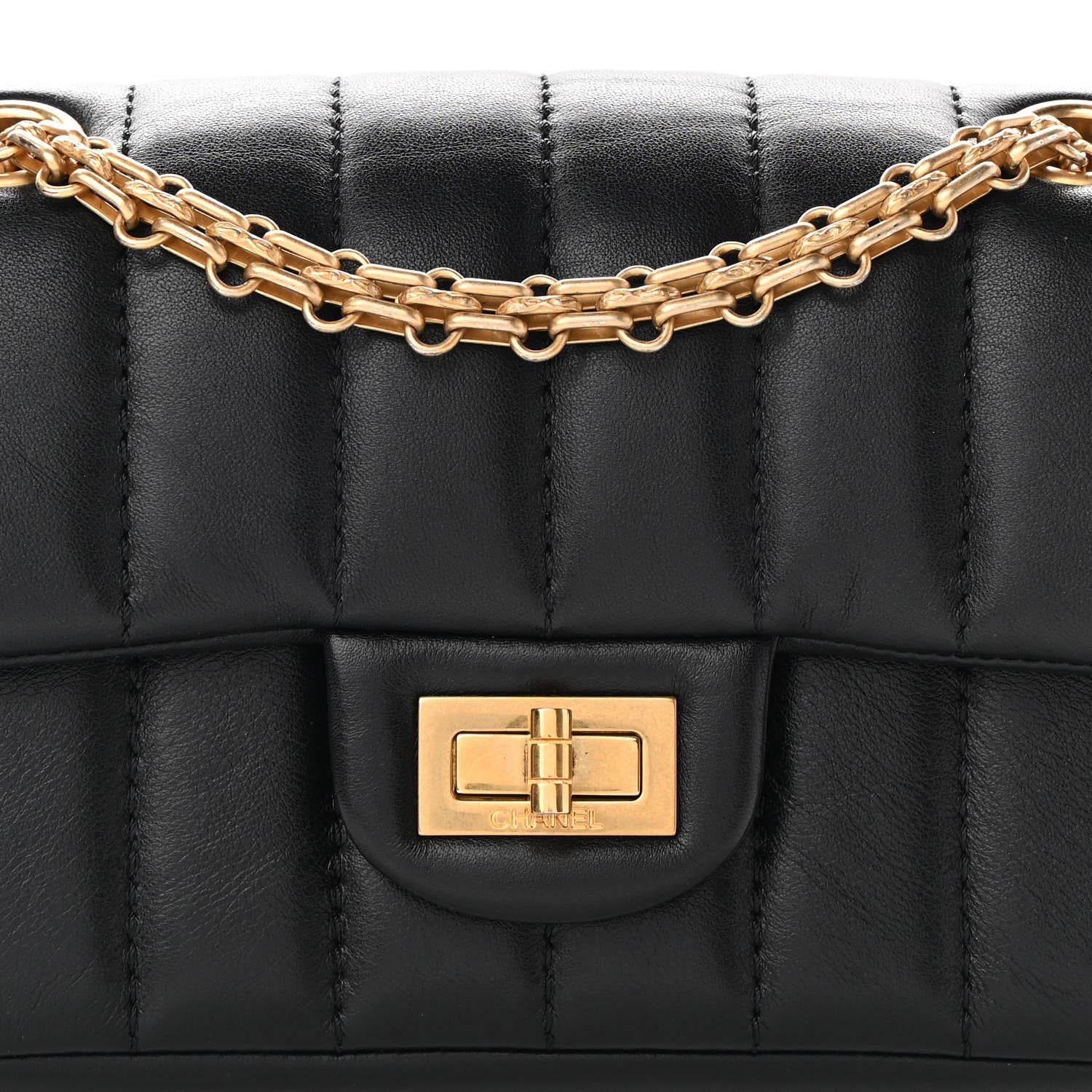 Chanel Aged Calfskin Vertical Quilted 2.55 Reissue Mini Flap Black 7 of 9