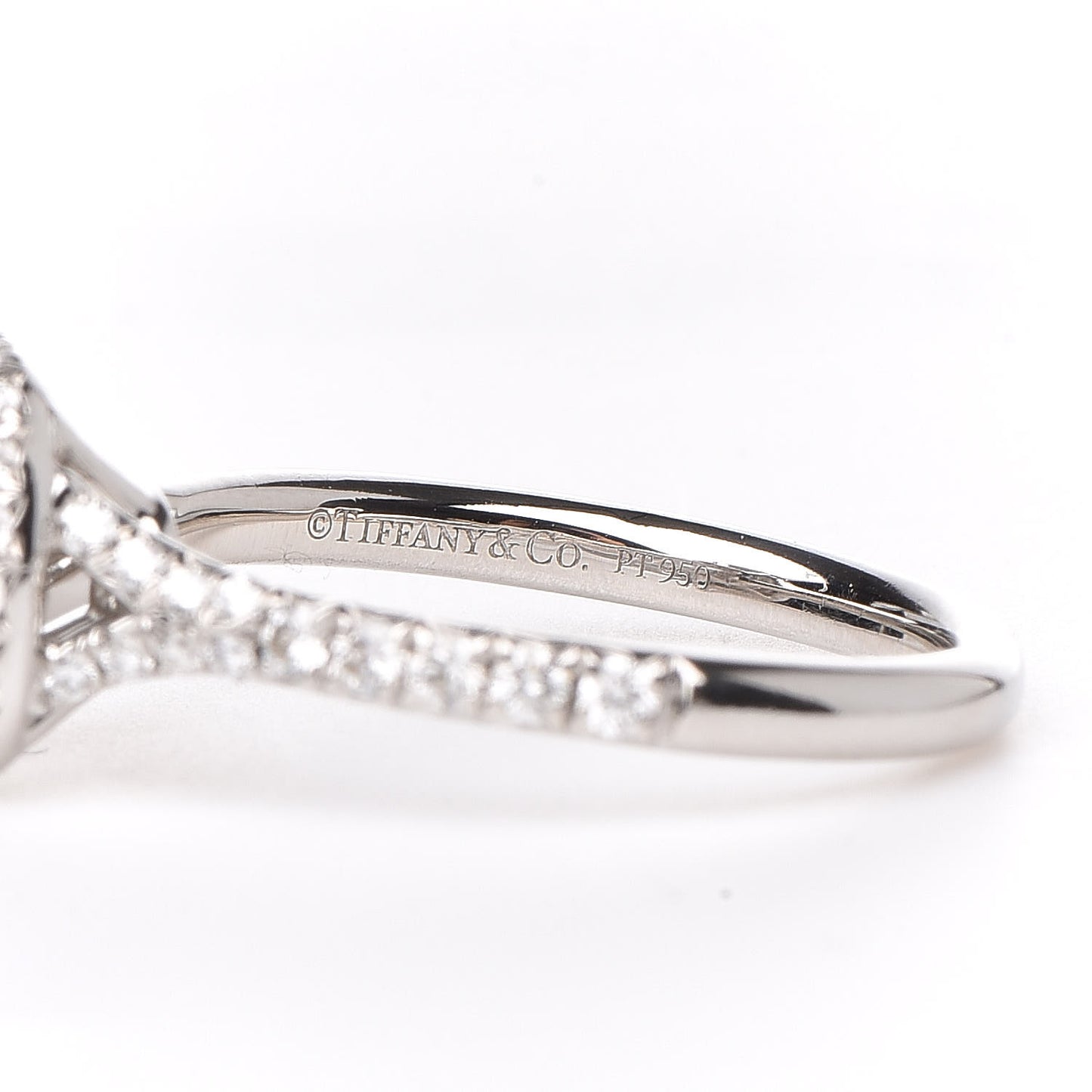 Platinum Diamond .20ct Soleste Cushion Cut Double Halo Engagement Ring 49 4.75