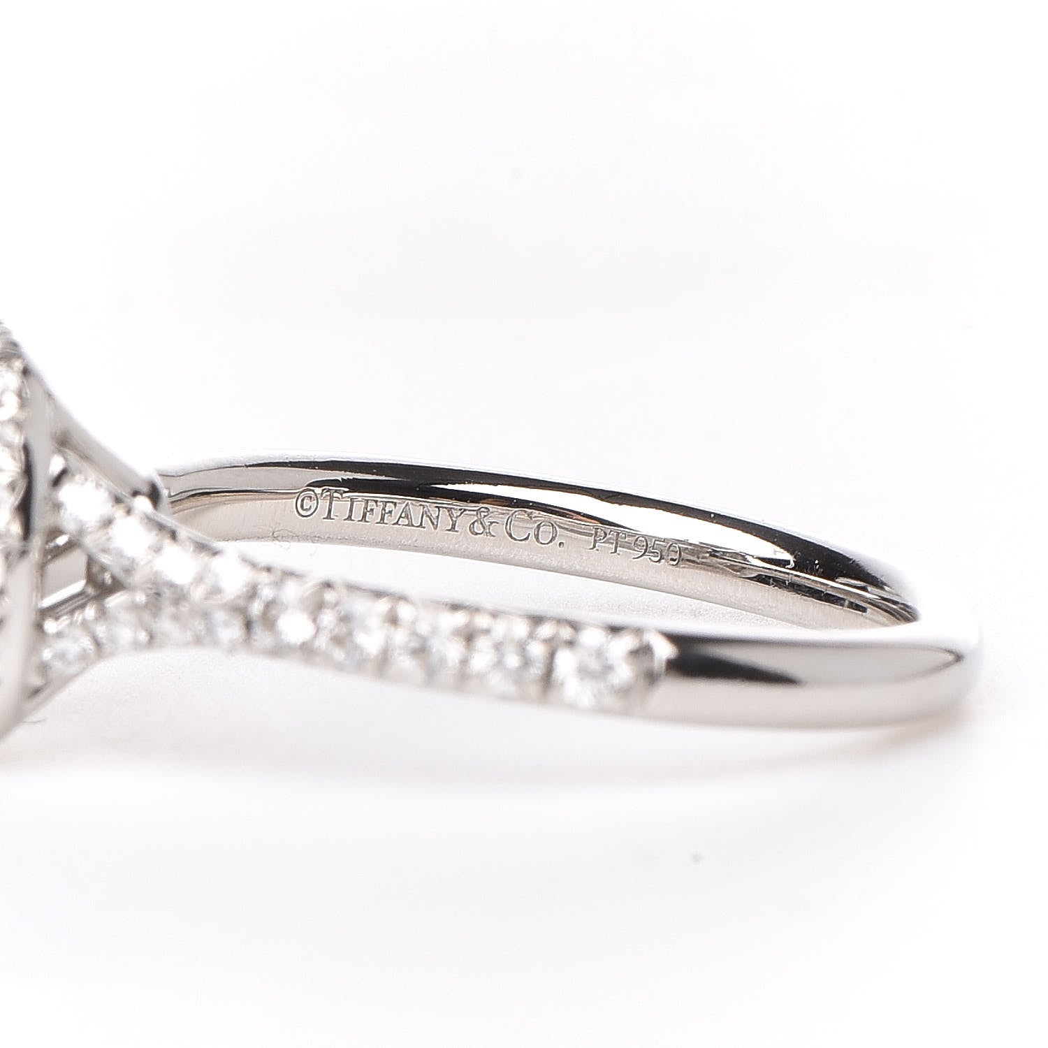 Tiffany Platinum Diamond .20ct Soleste Cushion Cut Double Halo Engagement Ring 49 4.75 5 of 7
